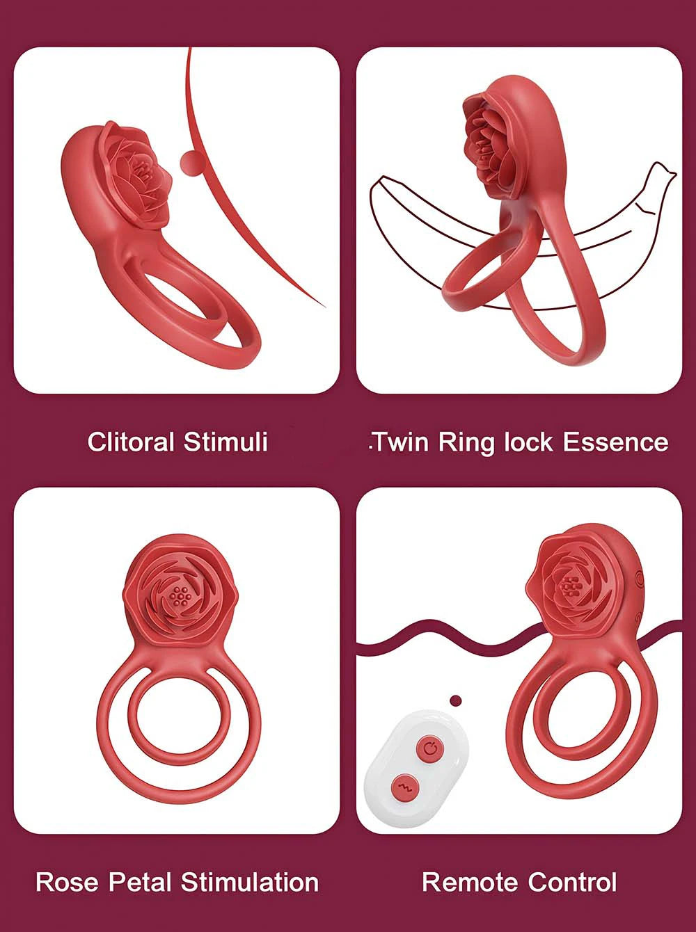 Penis Ring Vibrator 7 Modes Cockring Sexual Stimulation Long Lasting Stronger Male Rose Sex Toys for Couple Pleasure Adult Toys