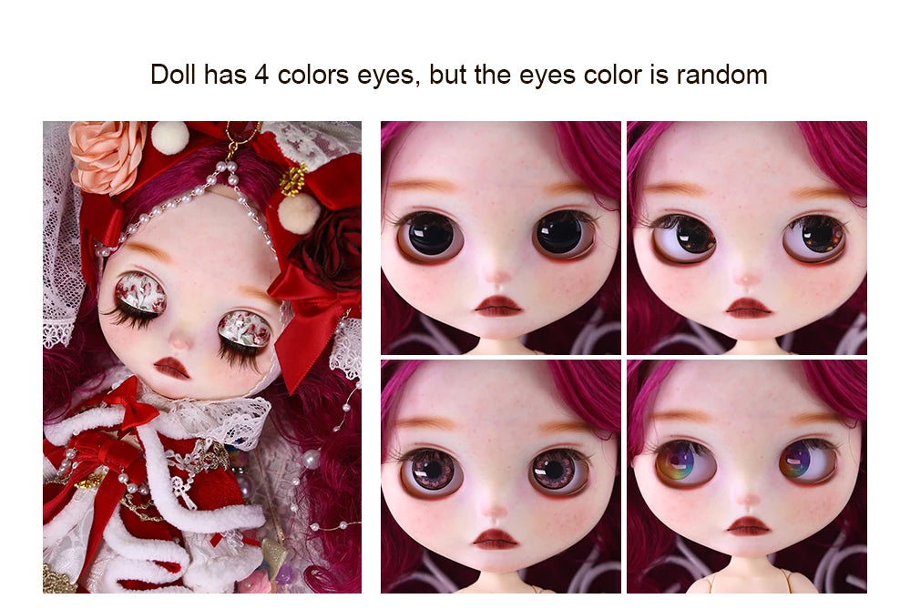 ICY DBS Blyth 1/6 Doll Hand drawn White Skin Red Rose Hand drawn Set Girl Gift