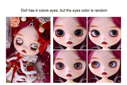 ICY DBS Blyth 1/6 Doll Hand drawn White Skin Red Rose Hand drawn Set Girl Gift