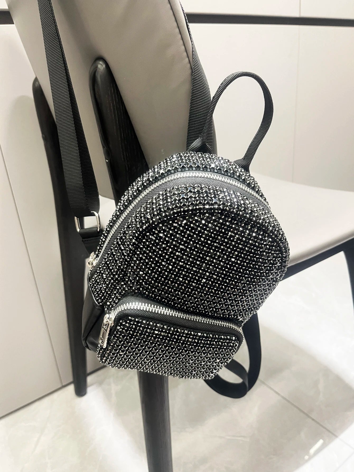 Women's Crystal Rhinestone Metallic Backpack – Mini Size, 4 Colors - TRYSHOPPY