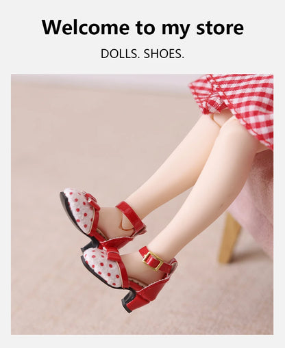 ICY DBS Blyth doll shoes polka dot elegant chunky heeled high heels toy gift