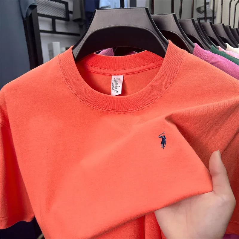100% cotton breathable short sleeve T-shirt men's summer fashion luxury brand golf Paul embroidery loose casual round neck top