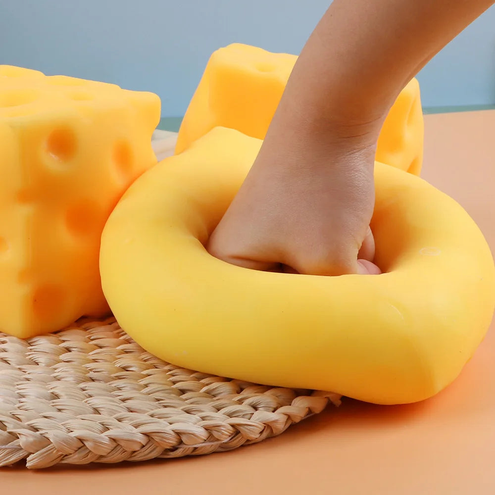 Giant Cube Cheese Squeeze Toy Simulation Extra Large Size Cheese Fidget Toy Slow Rebound Shapeable Venting Ball for Adult Gifts