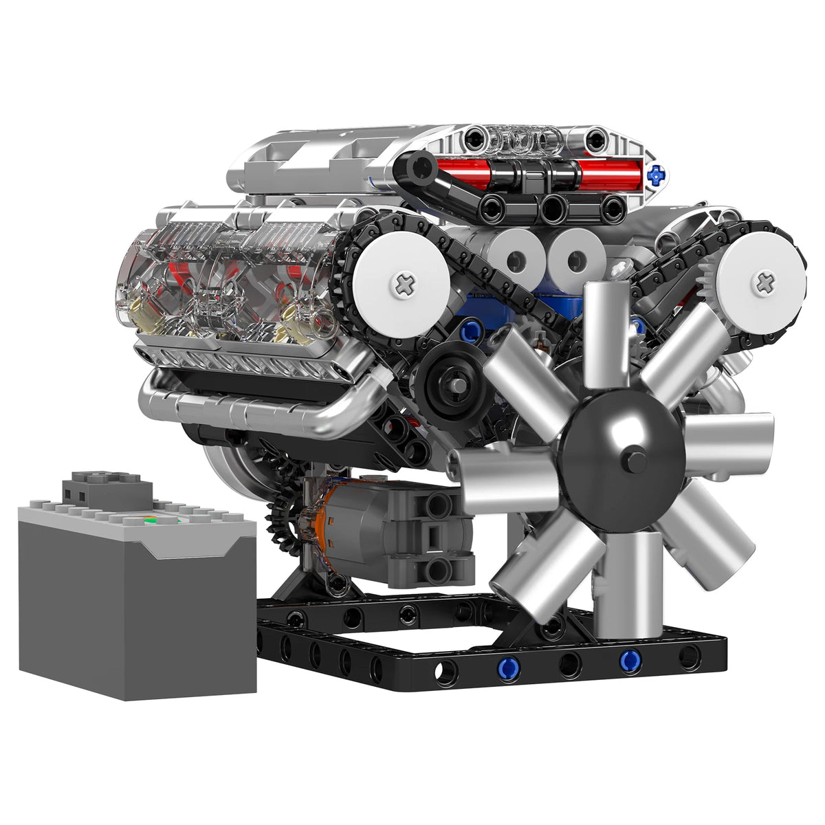 Mould King 10088 Technincal Car Building Block MOC Motorized V8 Engine Model Assembly Car Brick Part Toys Kids Christmas Gift