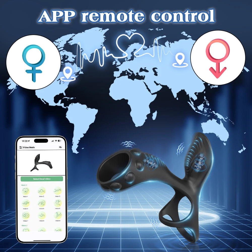 Vibrating Cock Ring Adult Sex Toys with Clitoral G Spot Vibrator, APP Remote Control Penis Ring Sleeve Vibrator Sex Toy for Men