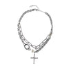 Gothic Pink Cross Necklace Y2K Purple Zircon Punk Pendant Necklace Grunge Heart Cross Necklace for Women Jewelry Accessories