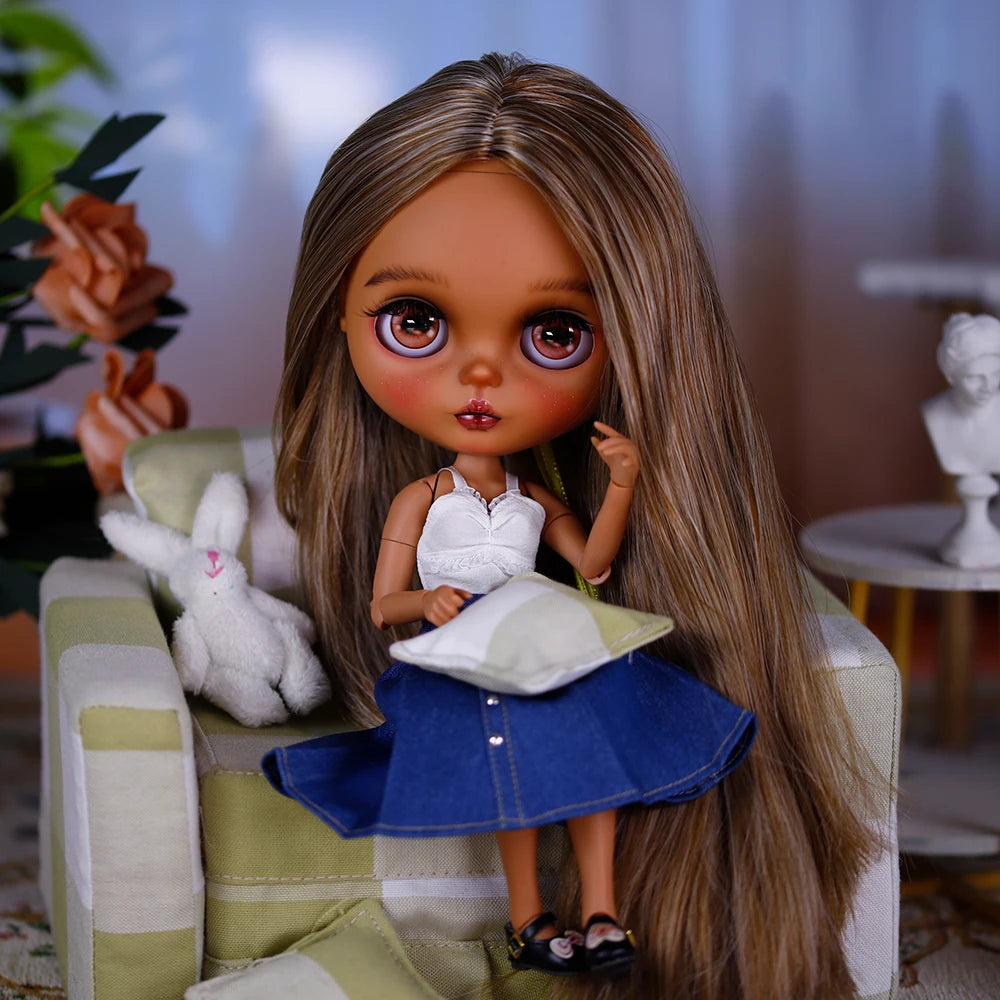 ICY DBS Bryce 1/6 Hand-Painted Doll Set Doll with Black skin, Long Lashes, and Sunspots SD Version