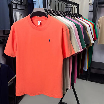 100% cotton breathable short sleeve T-shirt men's summer fashion luxury brand golf Paul embroidery loose casual round neck top