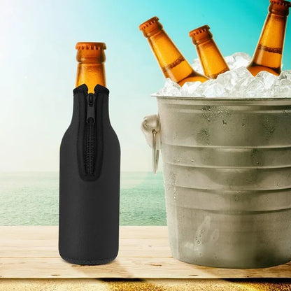 1pcs Beer Bottle Cooler Sleeves with Ring Zipper Collapsible Neoprene Insulators for 12oz 330ml Bottles Party Drink