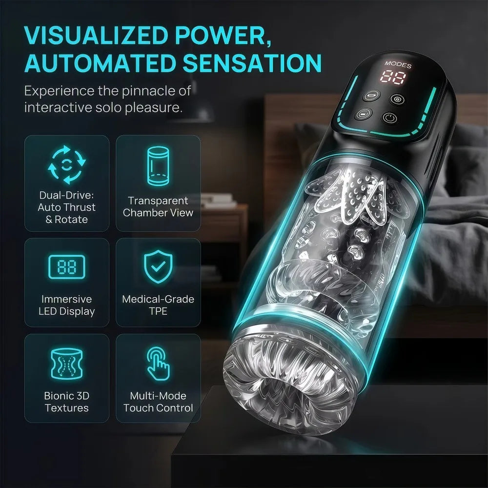 Telescopic Rotation Masturbator Cup Vagina Masturbation Blowjob Adults Sex Toys for Men Male Piston Automatic Mastubator