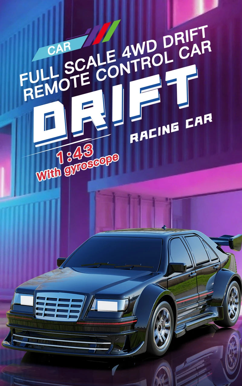 ZWN KF30 1:43 4WD Drift Racing RC Car With Gyroscope Speed Real Lighting and Damping High Speed Remote Control Cars For Kids Toy