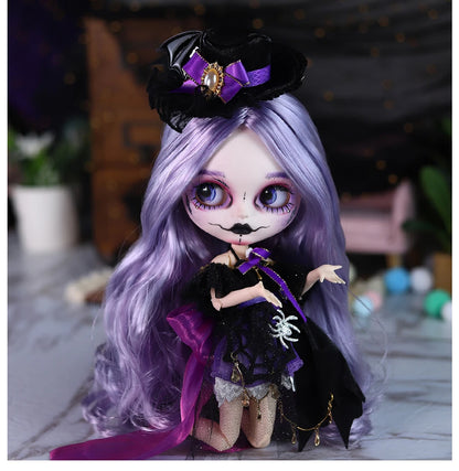 ICY DBS Blyth 1/6 doll hand painted makeup theme set skull face shell sleepy eyes long eyelashes bjd doll complete set sd