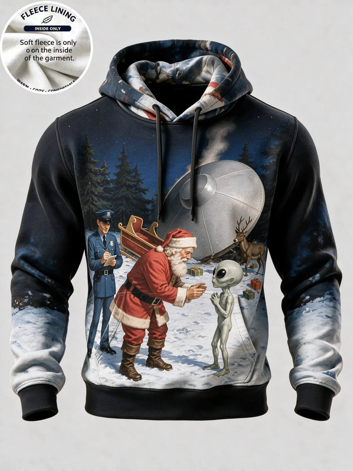 Christmas Reindeer Fleece Hoodie