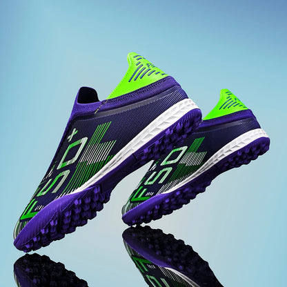 High Grip Unisex Soccer Trainers PU Woven Upper Rubber TF Studs Anti-Slip Breathable Men Outdoor Cleats