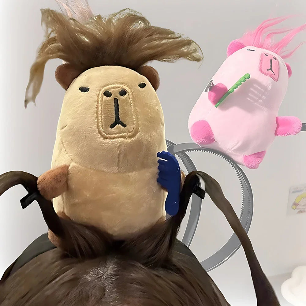 Cartoon Funny Capybara Hair Hoop Headband Summer Women's Cute Face Wash Headband Funny Plush Hair Band Hair Accessories