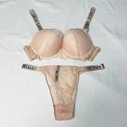 Women's Padded Lace Bra & Panty Set