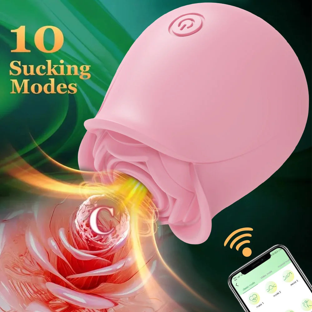 App-Controlled Rose Suction Massager