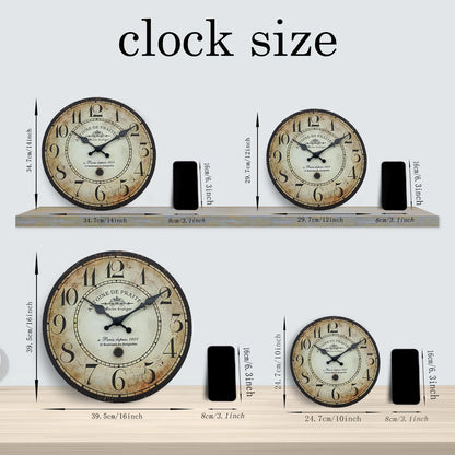 Retro“ Antoine De Praiteon a Paris Dehuis1801” Pattern Wooden Wall Clock Living Room Bedroom Kitchen Home Decoration Wall Clock Silent Quartz Clock Holiday Gift 10 Inches 12 Inches 14 Inches 16inch (Without Battery)