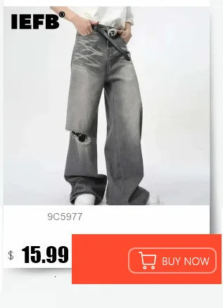 IEFB Men's American Style Denim Pants Washing Tie Dying Contrast Color Casual Wide Leg Flared Trousers Autumn Male Jeans 9W4182