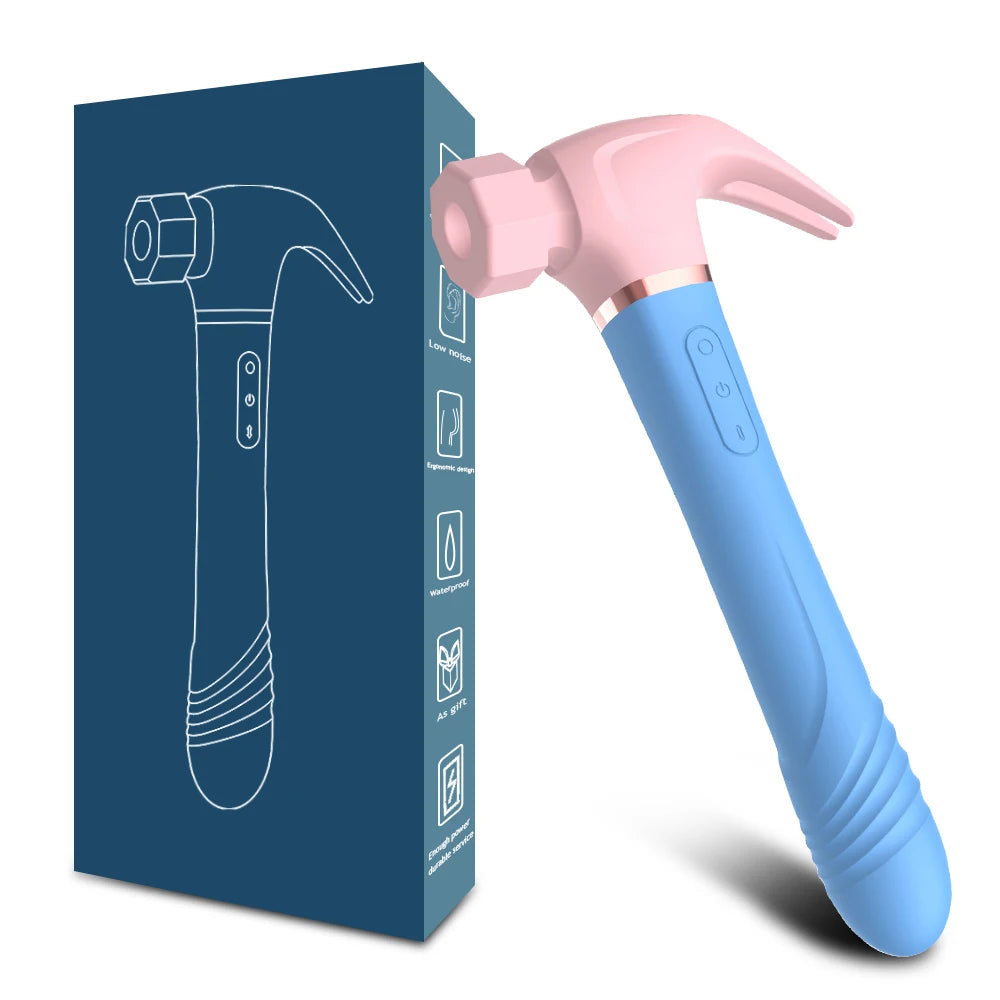 Women G Spot Vibrator 4 In 1 Magic Wand 7-Frequency Sucking Hammer Shape Rechargeable Sucker Vibration Sex Toy For Couple Adults