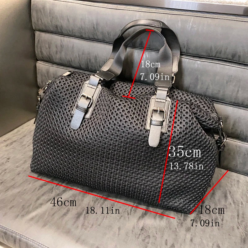 Women's Large Capacity Polyester Travel Tote Bag – Zipper Closure, Black
