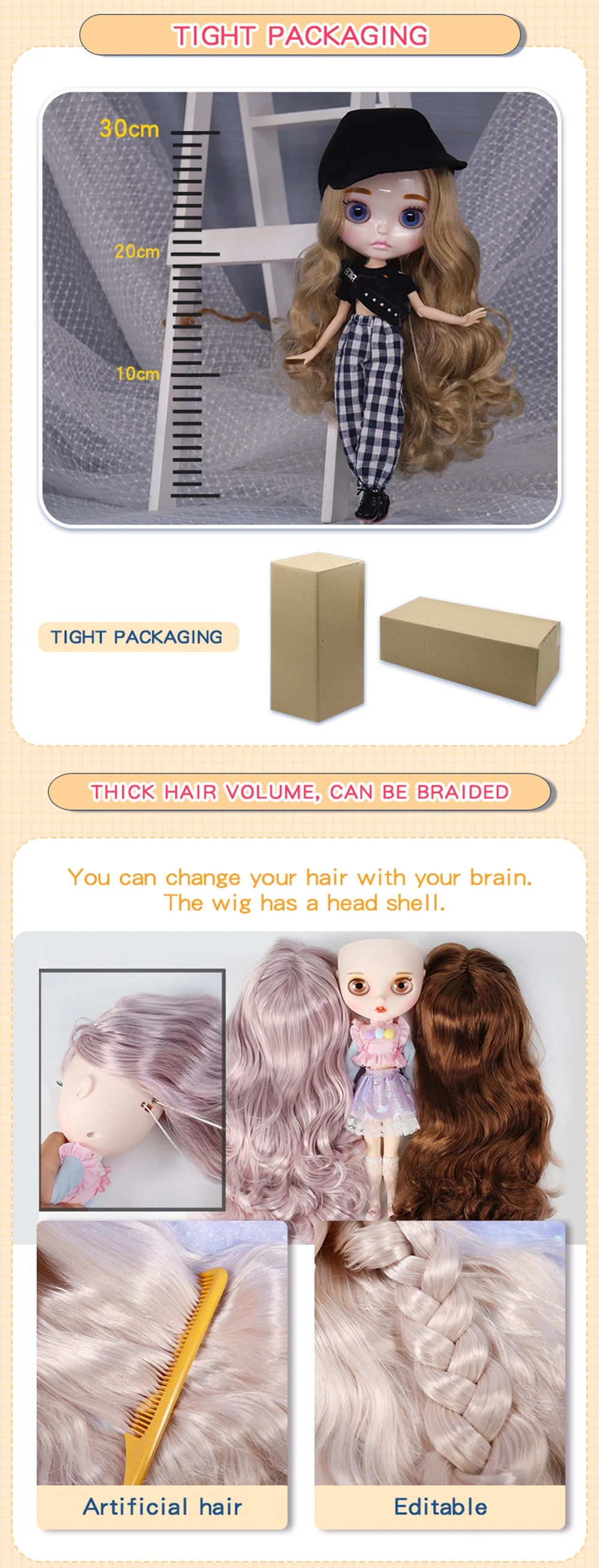 ICY DBS Blyth Doll Carved Lips Face White Skin Joint Body 1/6 BJD Special Price OB24 Toy Gift