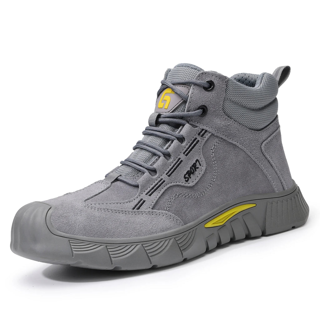 GUYISA Men's Anti-Shock and Anti-Penetration Work Shoes with Rubber Soles