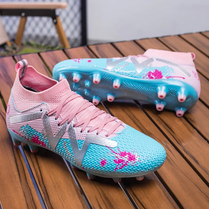 Professional AG FG Soccer Cleats Textured PU Upper High Friction TPU Stud Anti-slip Improve Grass Players Ball Control
