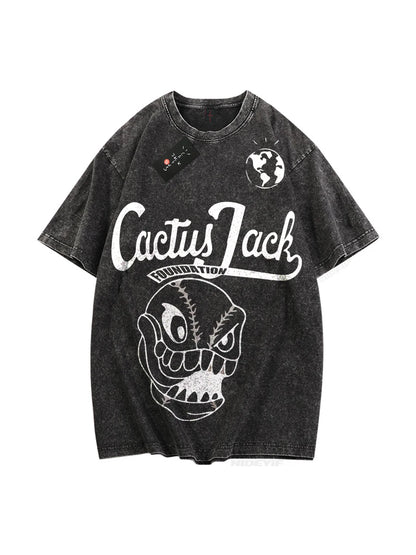 100% Cotton Oversized T Shirt For Men Women HipHop Washed T Shirts cactus jack Short Sleeve Gift Tops look mom i can fly K39