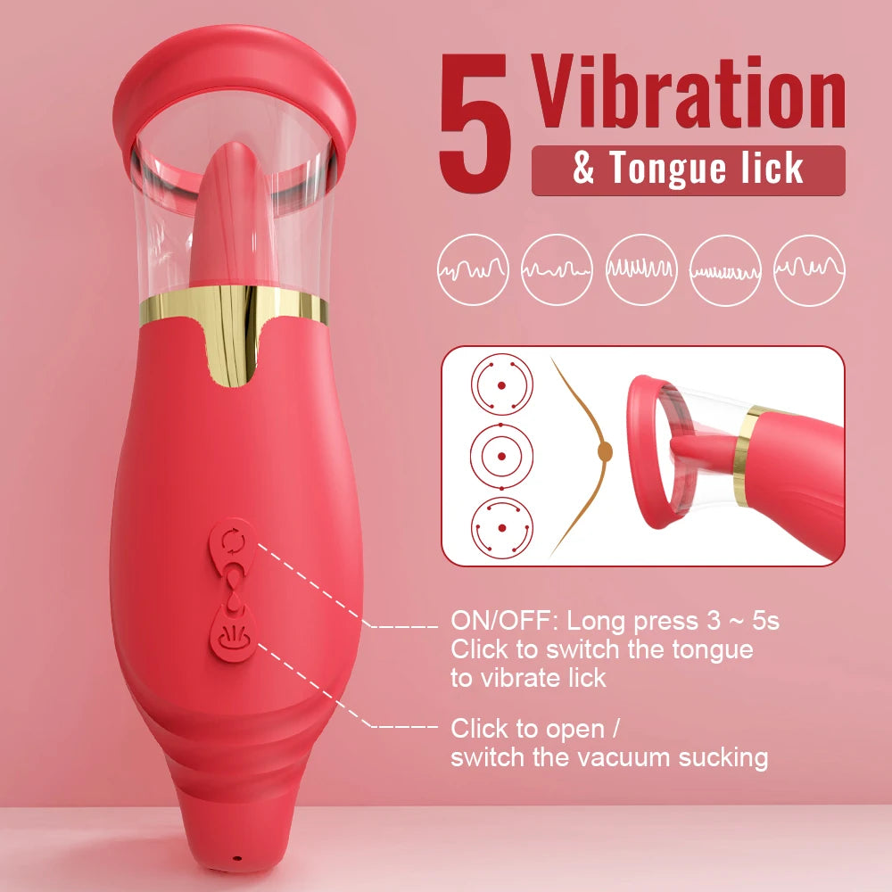 3-in-1 Rose Suction, Tongue & Vibration Massager