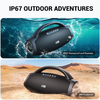 W-KING X20 200W RMS Portable Bluetooth Speakers, Massive Bass Party Boombox IPX7 Waterproof Speaker Large, Loud Outdoor Speaker