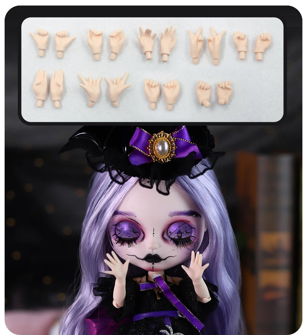 ICY DBS Blyth 1/6 doll hand painted makeup theme set skull face shell sleepy eyes long eyelashes bjd doll complete set sd