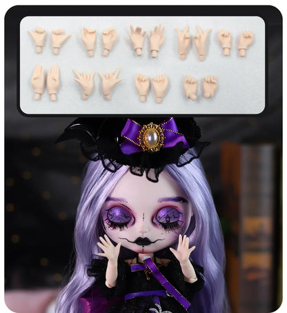 ICY DBS Blyth 1/6 doll hand painted makeup theme set skull face shell sleepy eyes long eyelashes bjd doll complete set sd