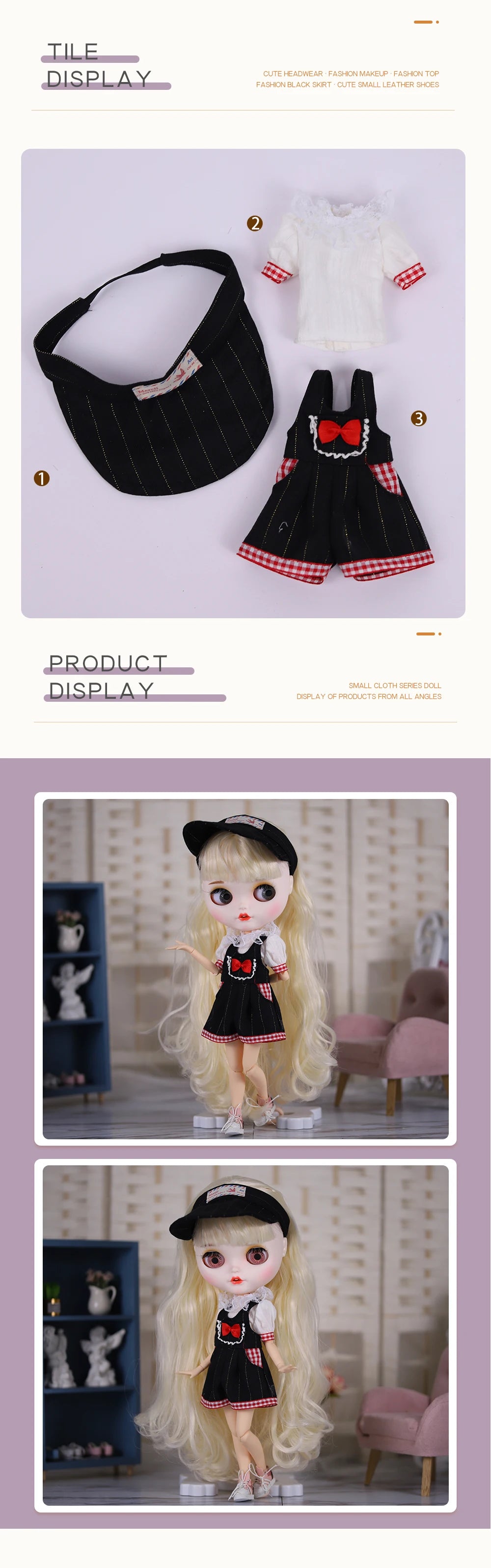 DBS Dress for Blyth Doll ICY Licca Set Casual Clothing Anime Doll Clothes