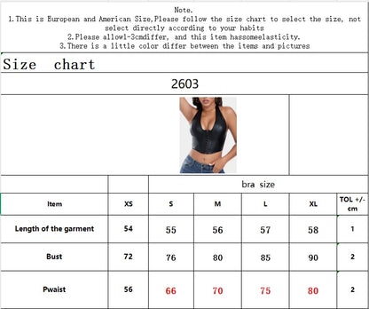 Women's PU Leather Corset-Style Vest Top