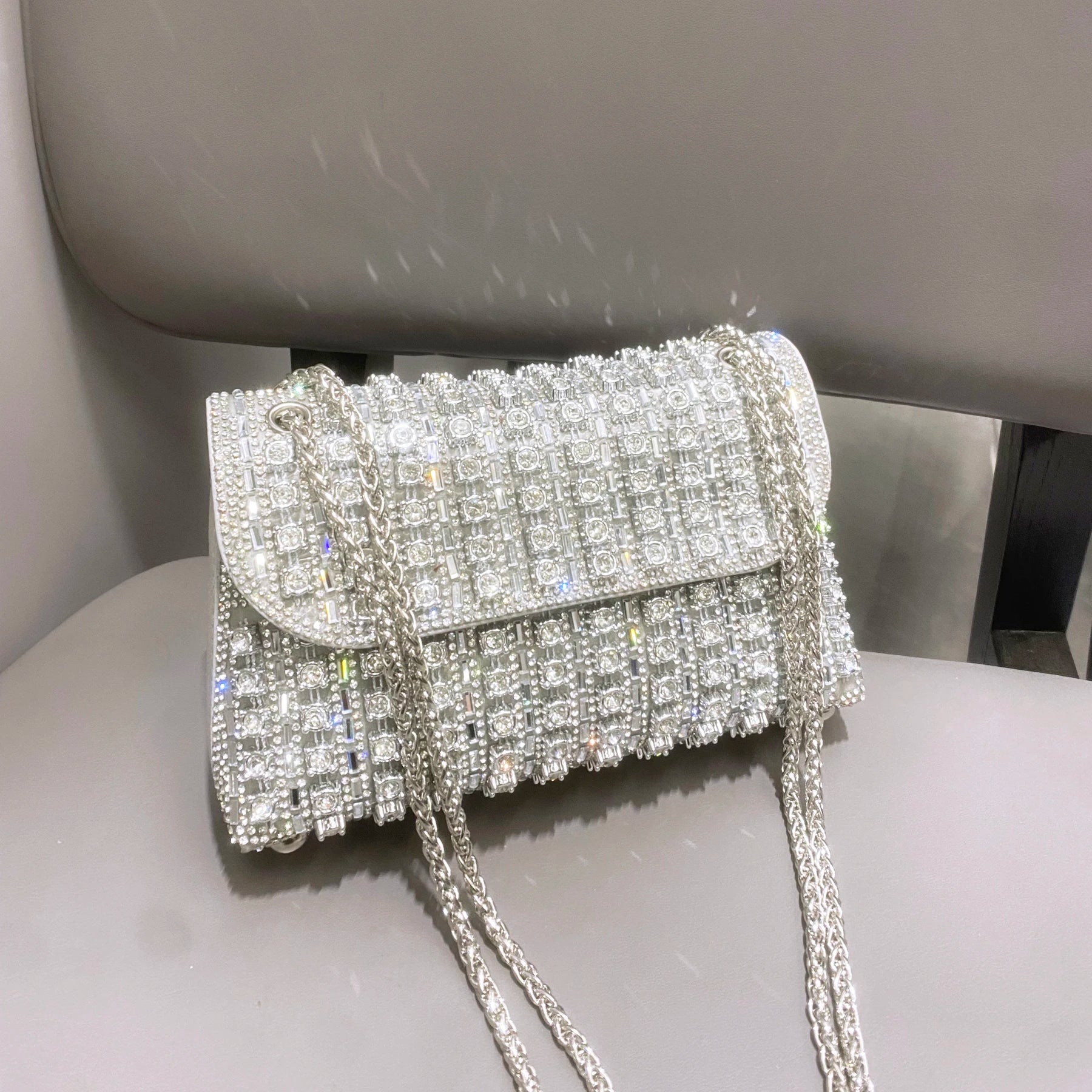 Women's Crystal Rhinestone Metallic Clutch Bag – Evening & Party, 2 Colors