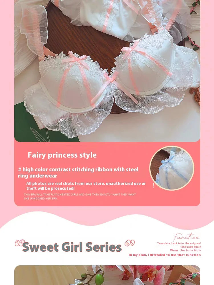 Women's Lace Bow Underwire Bra Set