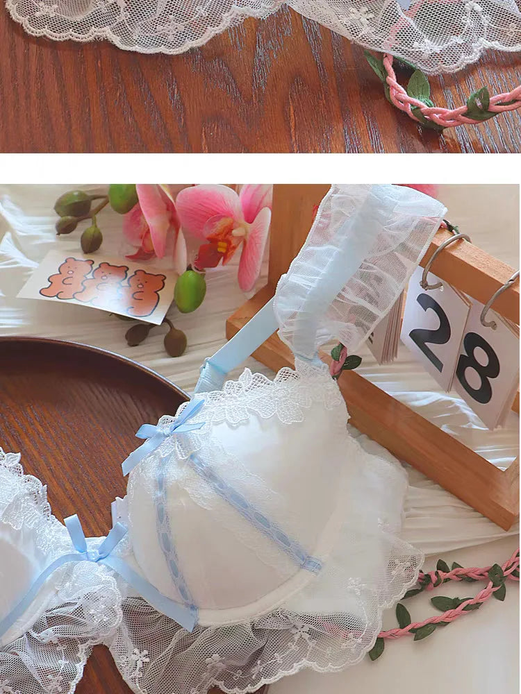 Women's Lace Bow Underwire Bra Set