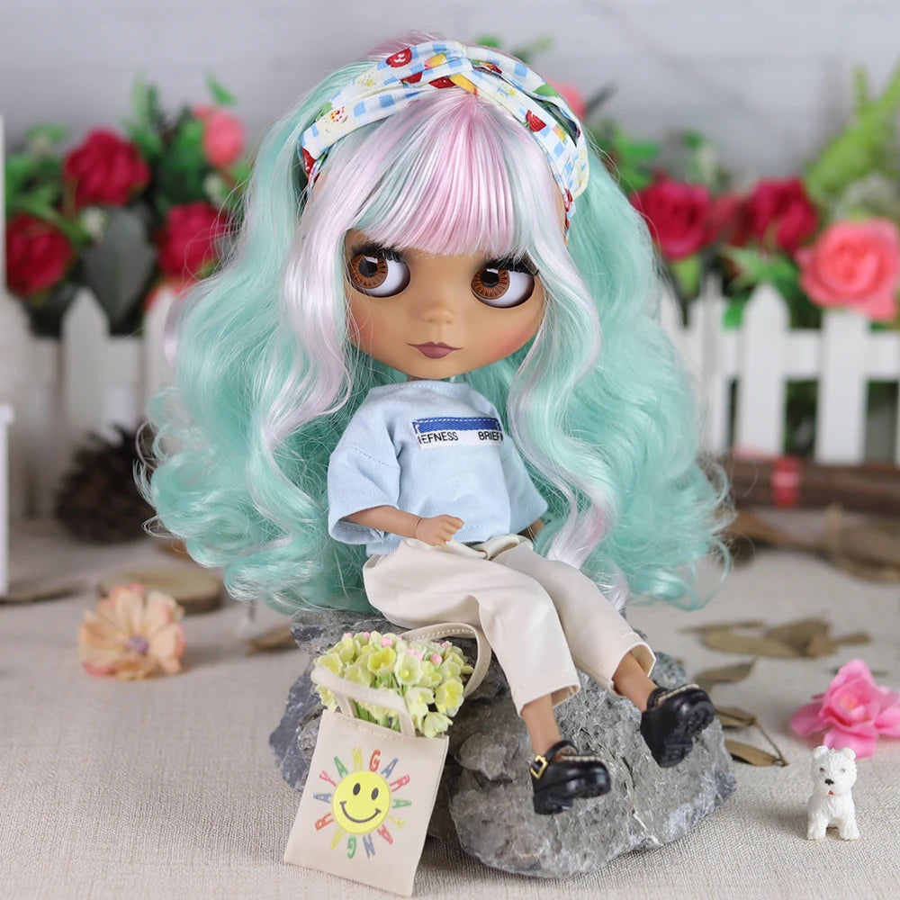 ICY DBS Blyth doll 1/6 bjd joint body doll black skin including clothes shoes casual with 30cm toy gift