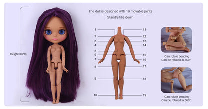 ICY DBS Blyth Doll BJD Joint Body dark Skin Set 1/6  30cm Girl  Gift Anime SD