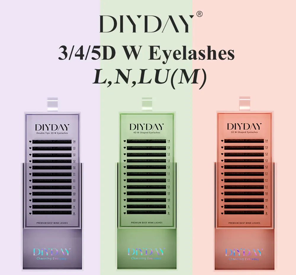 DIYDAY L / LU(M) / N 3D 4D 5D W Shape Eyelash Extension W Style Faux Mink Eyelashes Premade Volume Fan Lashes Supplies