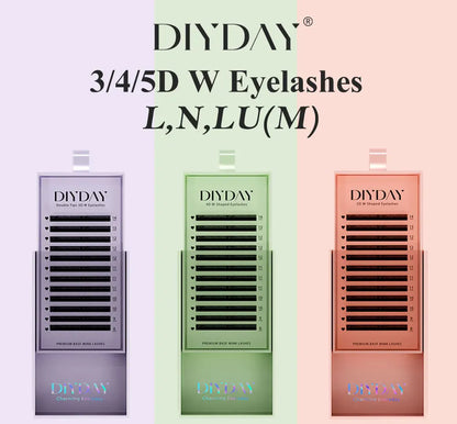 DIYDAY L / LU(M) / N 3D 4D 5D W Shape Eyelash Extension W Style Faux Mink Eyelashes Premade Volume Fan Lashes Supplies
