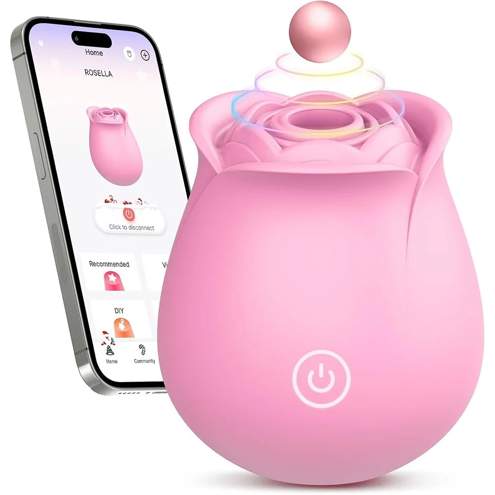 App-Controlled Rose Suction Massager