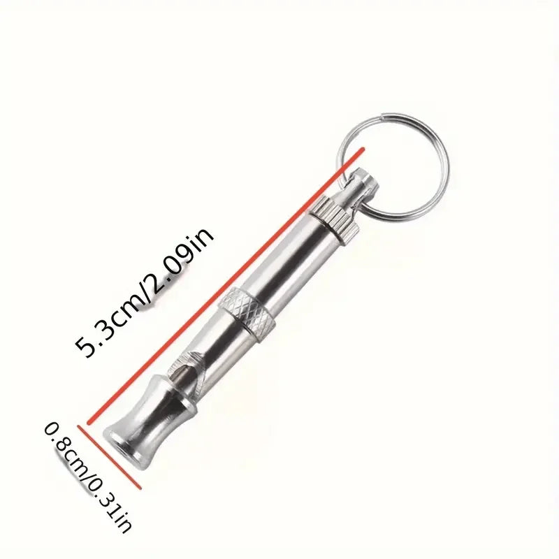 Adjustable Pitch Dog Whistle – Stainless Steel, Keychain, Stop Barking & Recall Training