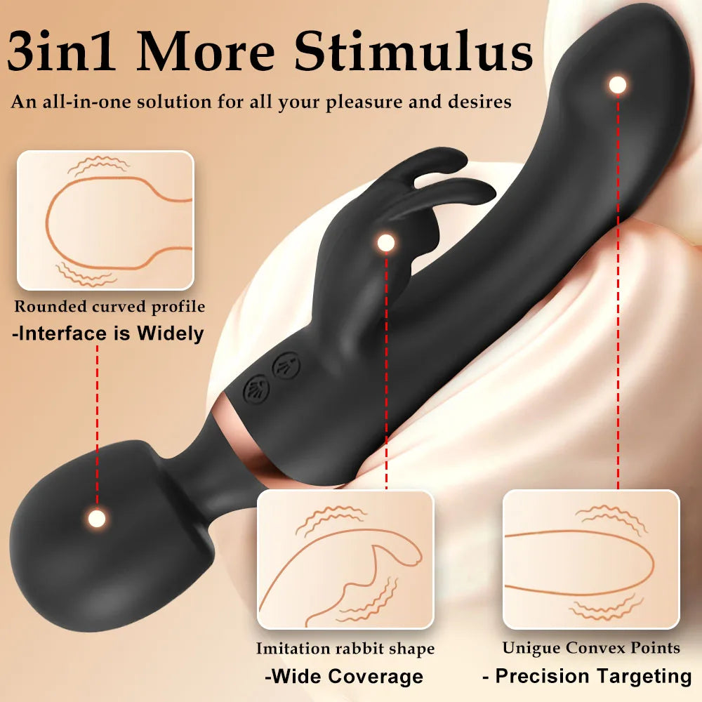 Powerful  Rabbit Vibrator for Women Clitoris Stimulate Massage Plug G Spot Vagina Female Masturbator Sex Toys for Adult 18