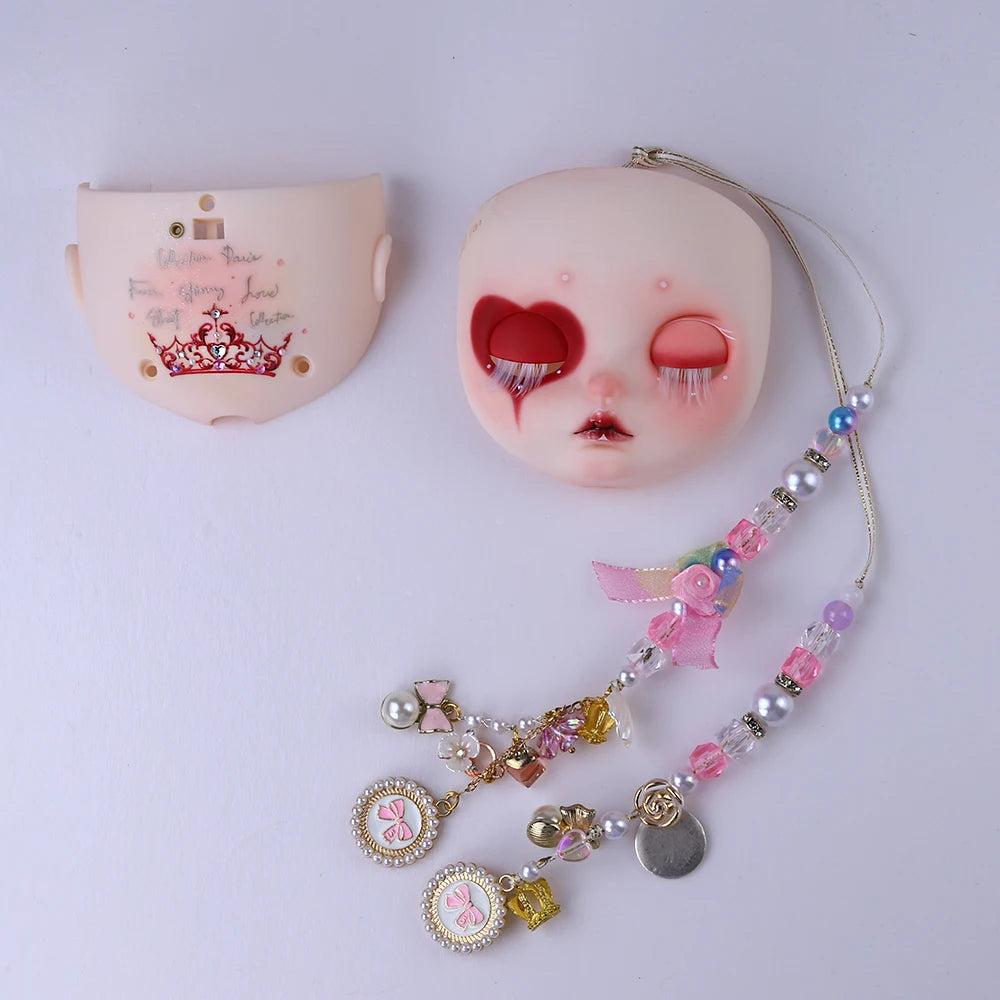 Blyth 1/6 doll hand drawn makeup face shell Blank Makeup DIY frosted face handmade
