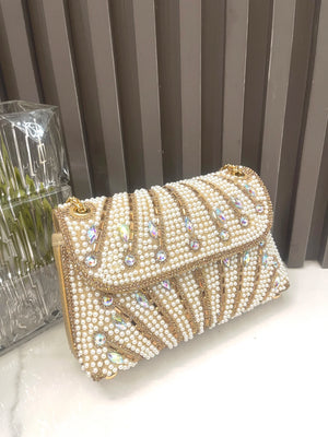 Women's Crystal Rhinestone Metallic Clutch Bag – Evening & Party, 3 Colors - TRYSHOPPY