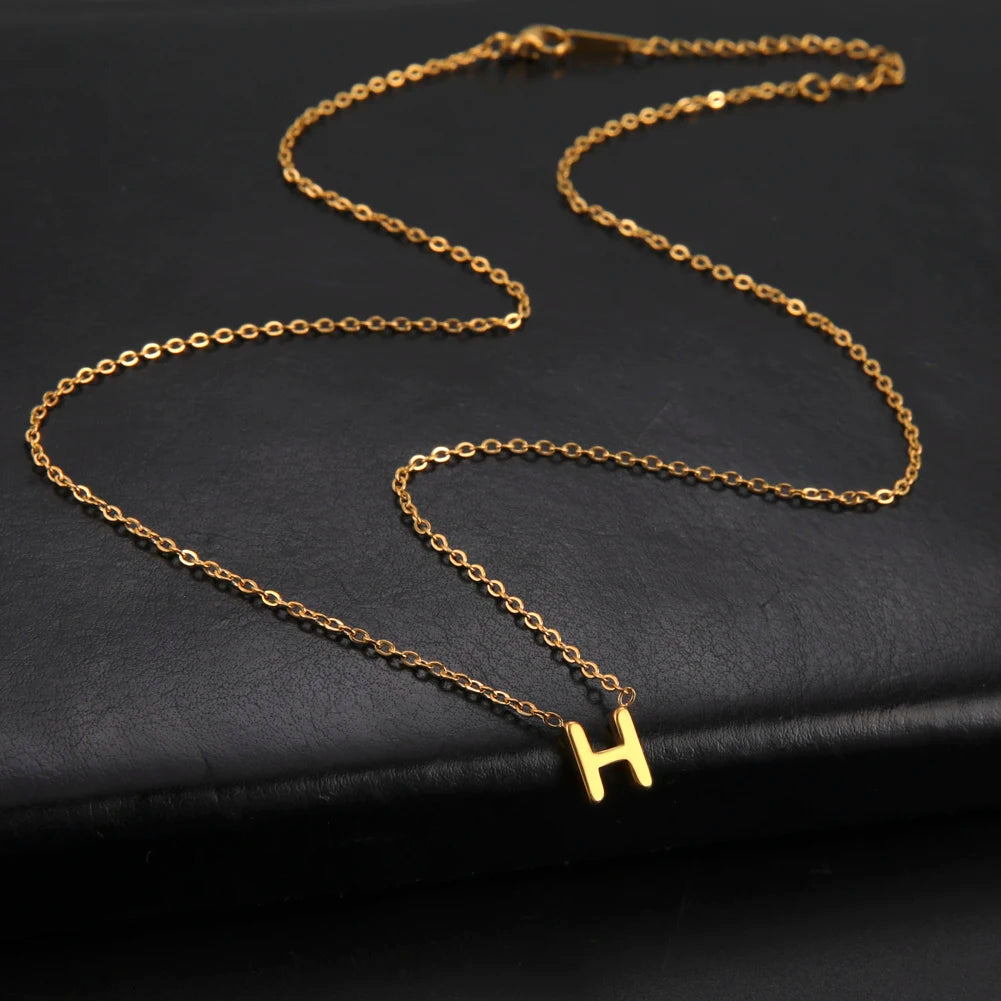 Cazador Minimalist Initial A-Z Letter Necklace for Women Alphabet Stainless Steel Choker Chains Jewelry Birthday Gift Wholesale