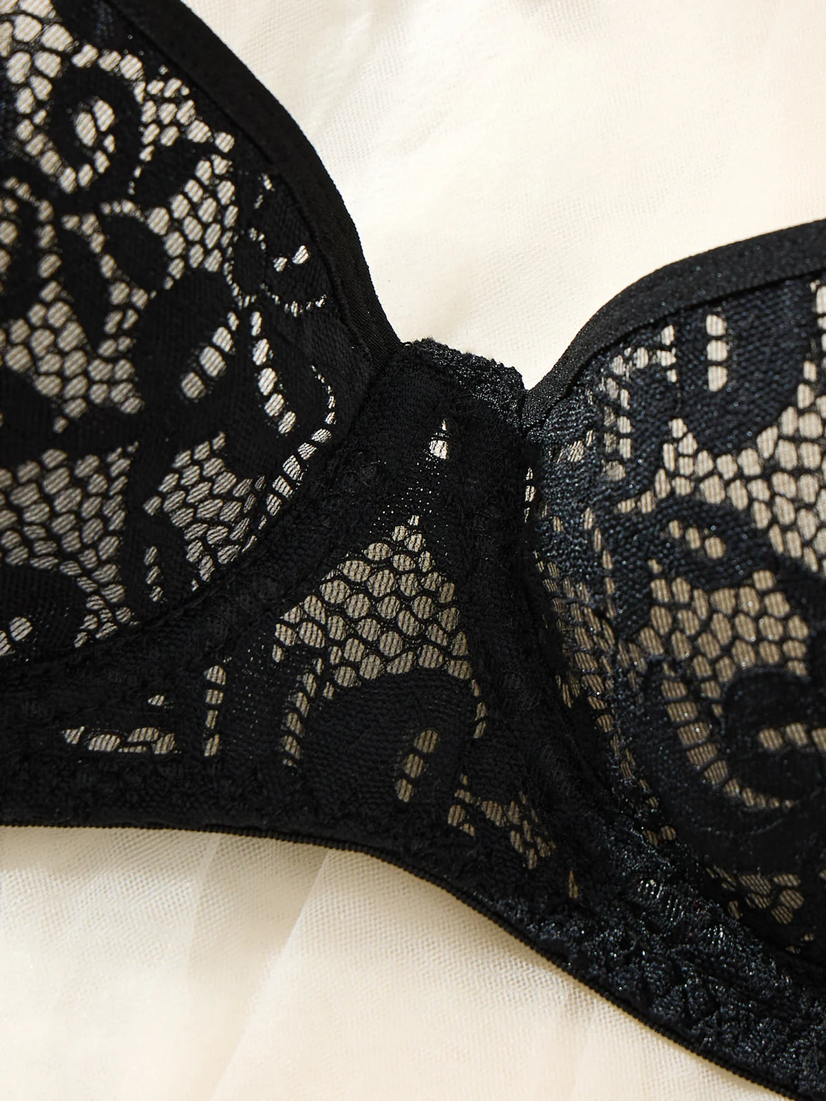 Black Floral Lace Balconette Bra