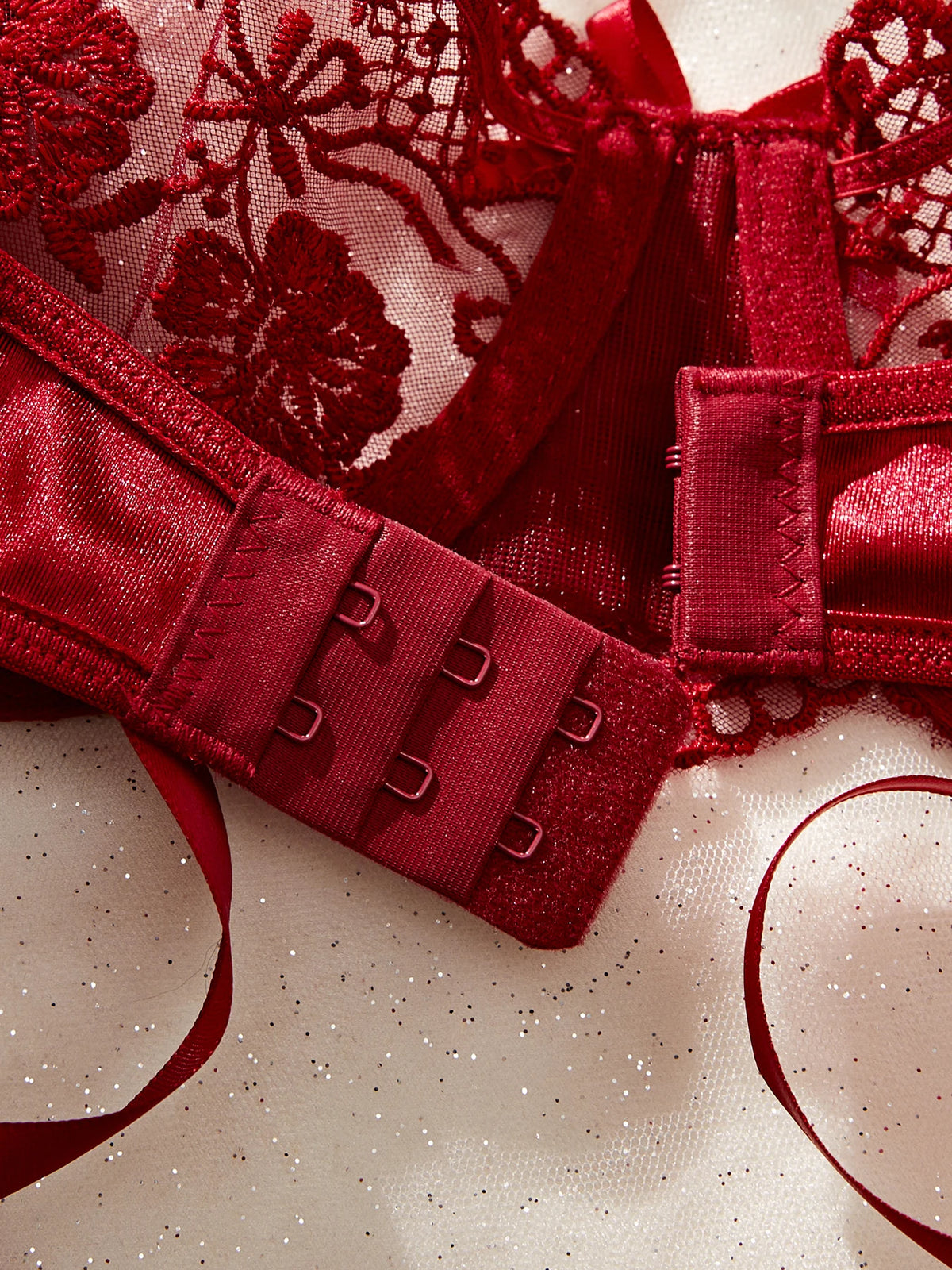 Women's Satin Floral Embroidered Lingerie Set